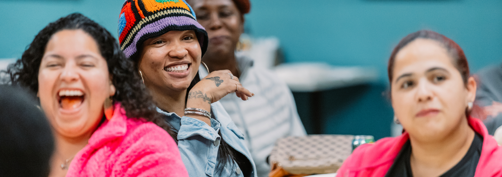 Moms enjoy conversation and connection at a Parent Café. 